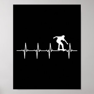 Affiche Cadeau de battement de cœur de patinage pour patin