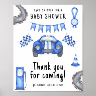 Affiche Cadeau de bébé voiture de course Merci d'être venu