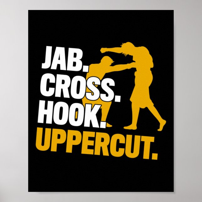 Affiche Cadeau de boxe kickboxing Jab Cross Hook Uppercut  (Devant)