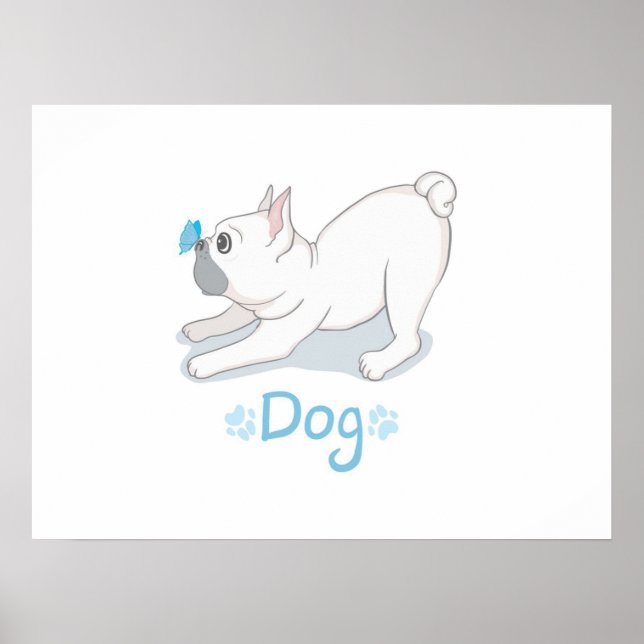 Affiche Cadeau de chien mignon | Chien drôle avec papillon (Devant)