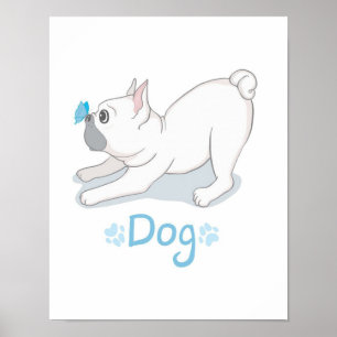 Affiche Cadeau de chien mignon   Chien drôle avec papillon