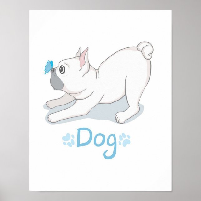Affiche Cadeau de chien mignon | Chien drôle avec papillon (Devant)
