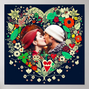 Affiche Cadeau de coeur floral personnalisé Cadeau romanti