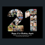 Affiche Cadeau de collage photo numéro 21 pour 21 ans<br><div class="desc">Marquez des années de merveilleux souvenirs et aventures avec ce captivant Collage de photos numéro d'anniversaire 21. Ce modèle personnalisable est le mélange parfait de créativité et de sentiment, vous permettant de créer un cadeau vraiment mémorable et personnalisé pour le jour spécial de votre proche. Capturez l'essence d'années incroyables en...</div>