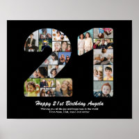 Cadeau de collage photo numéro 21 pour un 21e anni