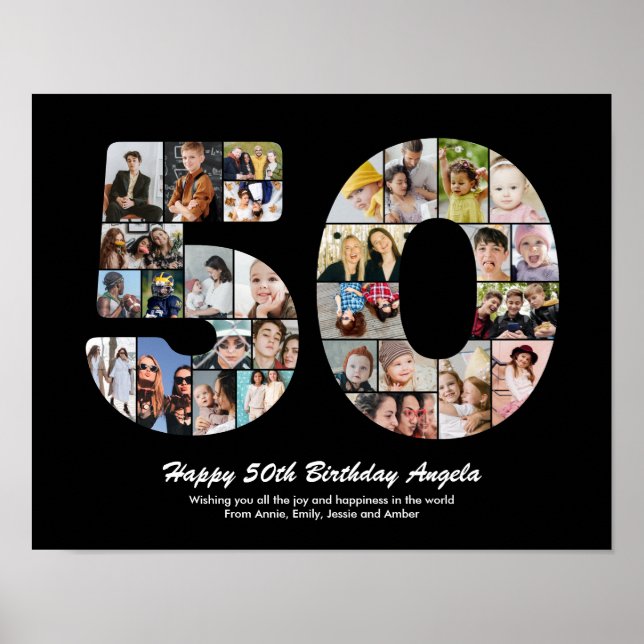 Affiche Cadeau de collage photo numéro 50 pour 50e anniver (Devant)