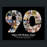 Affiche Cadeau de collage photo numéro 90 pour 90e anniver<br><div class="desc">Marquez des années de merveilleux souvenirs et aventures avec ce captivant collage photo numéro pour 90e anniversaire. Ce modèle personnalisable est le mélange parfait de créativité et de sentiment, vous permettant de créer un cadeau vraiment mémorable et personnalisé pour le jour spécial de votre proche. Capturez l'essence d'années incroyables en...</div>