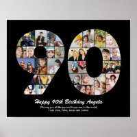 Cadeau de collage photo numéro 90 pour 90e anniver