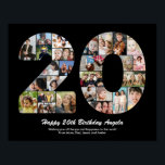 Affiche Cadeau de collage photo pour le 20e anniversaire N<br><div class="desc">Marquez des années de merveilleux souvenirs et aventures avec ce captivant Collage de photos du numéro d'anniversaire 20. Ce modèle personnalisable est le mélange parfait de créativité et de sentiment, vous permettant de créer un cadeau vraiment mémorable et personnalisé pour le jour spécial de votre proche. Capturez l'essence d'années incroyables...</div>