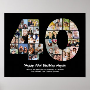 Affiche Cadeau de collage photo pour le 40e anniversaire N