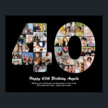 Affiche Cadeau de collage photo pour les 40 ans Numéro 40<br><div class="desc">Marquez des années de merveilleux souvenirs et aventures avec ce captivant Collage Photo Numéro pour 40e Anniversaire. Ce modèle personnalisable est le mélange parfait de créativité et de sentiment, vous permettant de créer un cadeau vraiment inoubliable et personnalisé pour le jour spécial de votre proche. Capturez l'essence d'années incroyables en...</div>