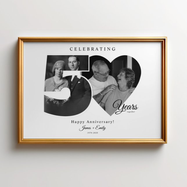 Affiche Cadeau de collage photo pour les 50 ans de mariage (Créateur téléchargé)