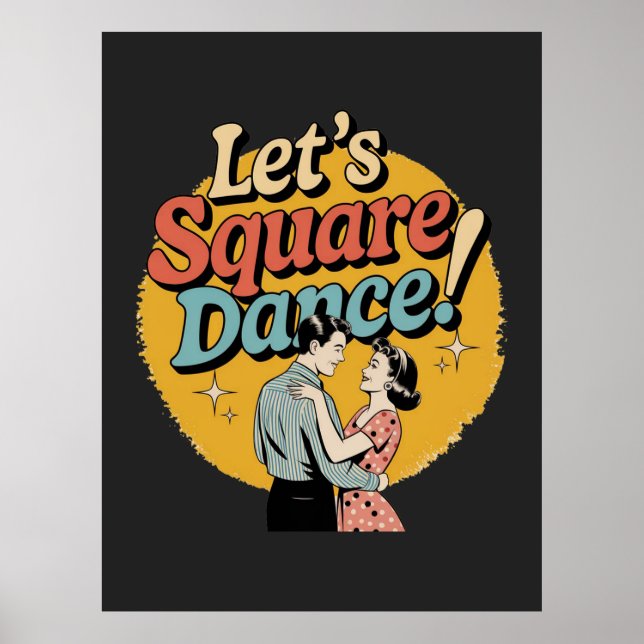 Affiche Cadeau de danse carrée rétro  (Devant)