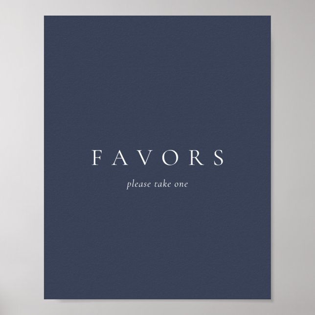 Affiche Cadeau de Faveurs de Mariage Minimal Navy (Devant)