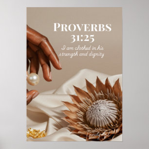 Affiche Cadeau de femme puissante Proverbes 31:25 pour ell