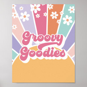 Affiche Cadeau de fête d'anniversaire rétro soleil Groovy