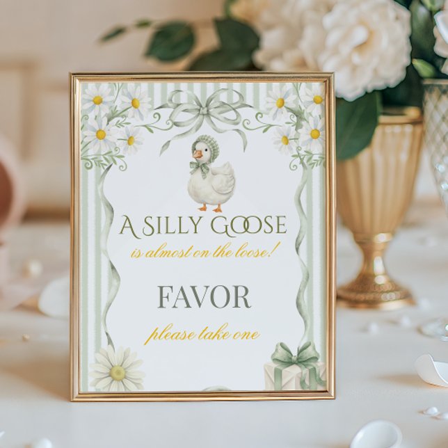 Affiche Cadeau de fête de bébé Sage Vert Silly Goose Neutr (Créateur téléchargé)