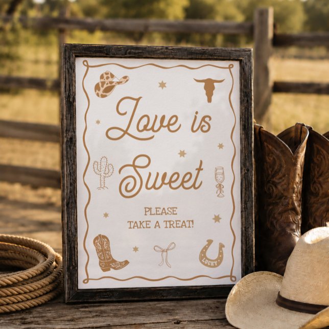 Affiche Cadeau de Fête de Fiançailles Western Love is Swee (Créateur téléchargé)