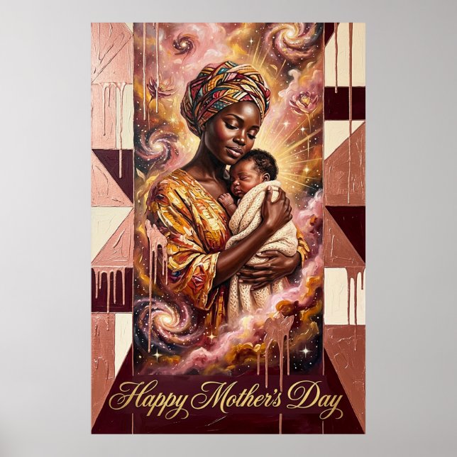 Affiche Cadeau de Fête des Mères — Art Céleste Maman Bébé  (Devant)