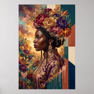 Affiche Cadeau de Fête des Mères — Couronne florale Reine 