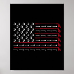 Affiche Cadeau de golfeur américain patriotique Drapeau Us