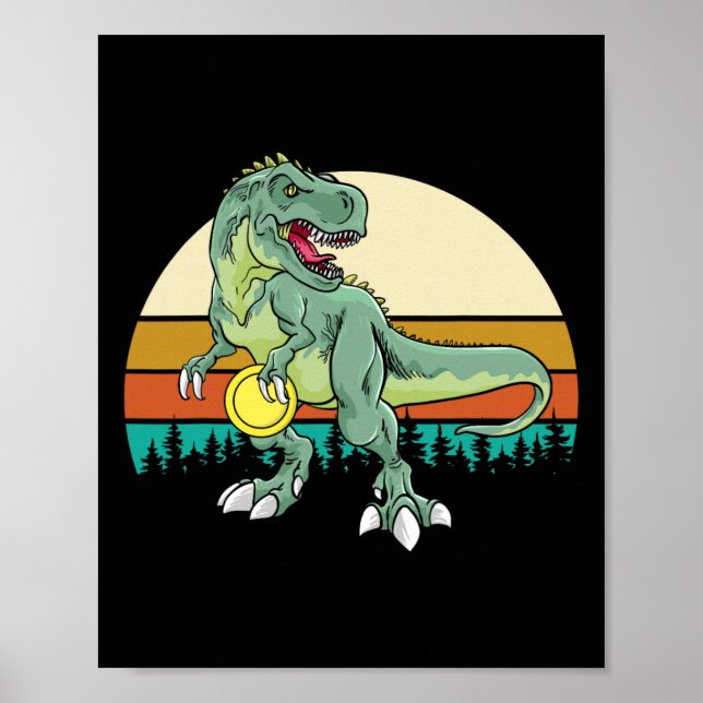 Affiche Cadeau de golfeur de dinosaure Dino rétro T Rex Di (Devant)