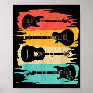 Affiche Cadeau de guitare vintage pour hommes femmes group
