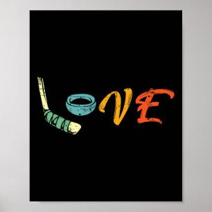 Affiche Cadeau de hockey sur glace Retro Love Cadeaux de h