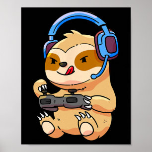 Affiche Cadeau de jeu vidéo de paresseux de jeu de paresse