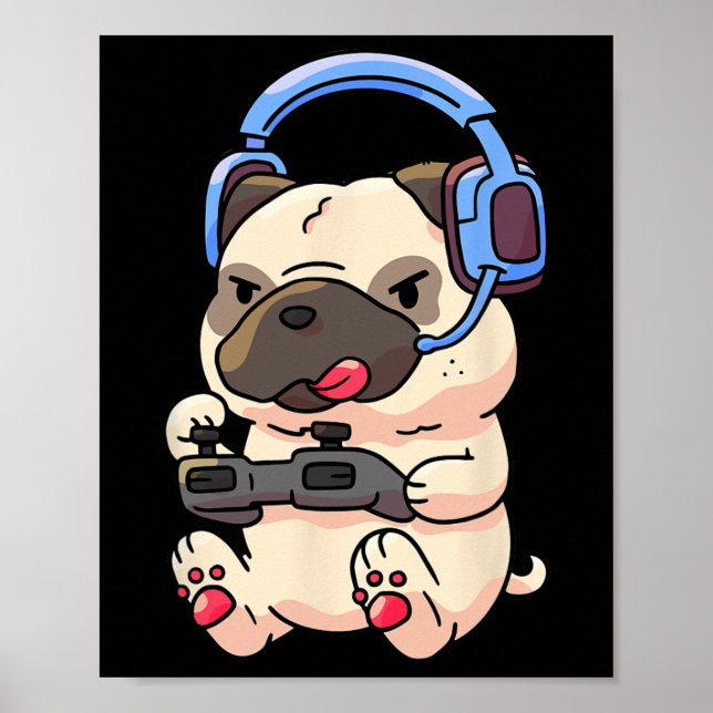 Affiche Cadeau de jeu vidéo Pug de jeu de Gamer Pug  (Devant)