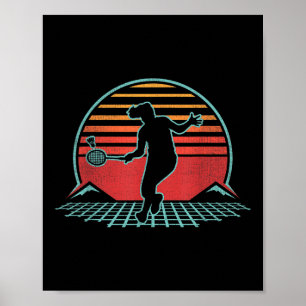 Affiche Cadeau de joueur de badminton rétro vintage années
