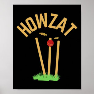 Affiche Cadeau de joueur de cricket Howzat méchant renvers