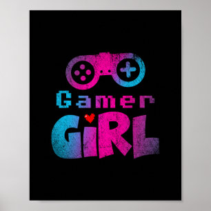 Affiche Cadeau de joueuse de jeu vidéo nerd e sport gaming