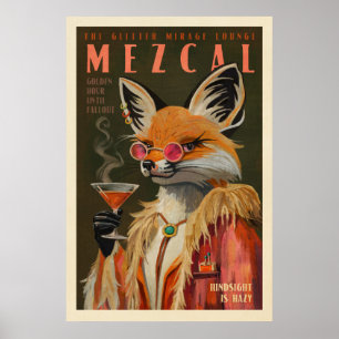 Affiche Cadeau de l'amant de Mezcal Fox Vintage Cocktail A