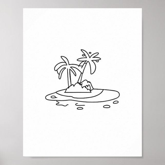 Affiche Cadeau de l'île paradisiaque, dessin au trait (Devant)
