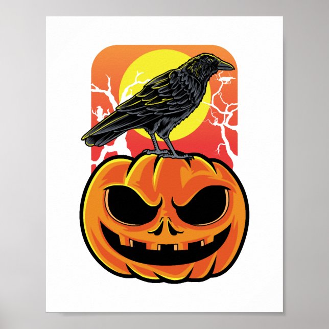 Affiche Cadeau de l'observateur d'oiseaux Halloween Crow (Devant)