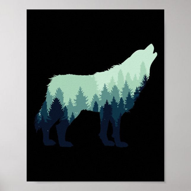 Affiche Cadeau de loup de nature de plein air de camping e (Devant)