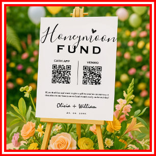 Affiche Cadeau de Lune de Miel QR Moderne Vœu de Mariage