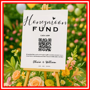 Affiche Cadeau de Lune de Miel QR Moderne Vœu de Mariage