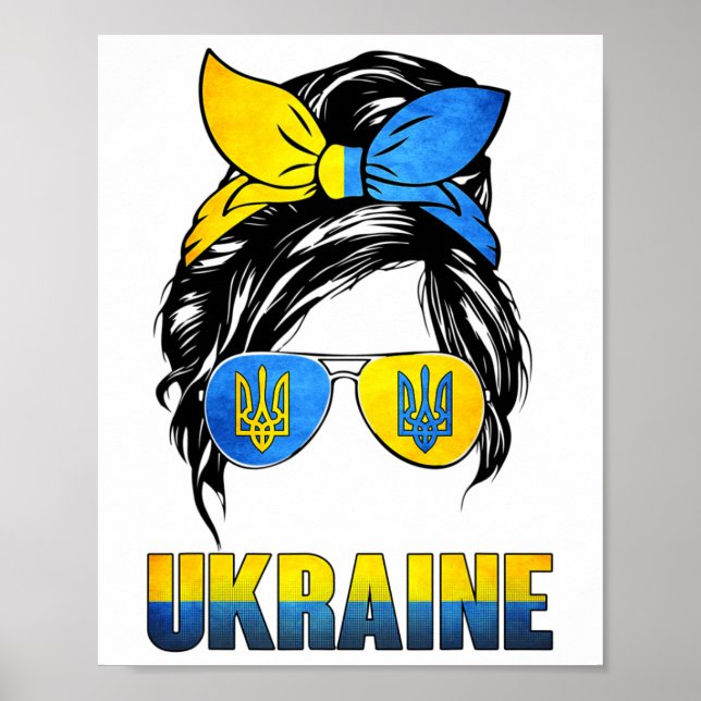 Affiche Cadeau de lunettes de drapeau d'Ukraine portant un (Devant)