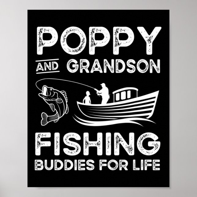 Affiche Cadeau de Mamie et petit-fils compagnons de pêche  (Devant)