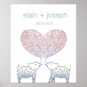 Affiche Cadeau de mariage éléphant super mignon et doux