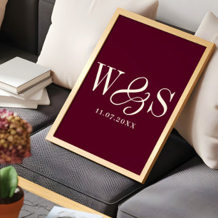Affiche Cadeau de mariage initial pour couples marron