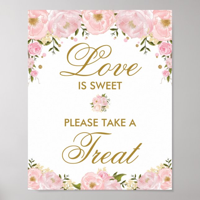 Affiche Cadeau de mariage Love is Sweet Panneau Faveurs de (Devant)