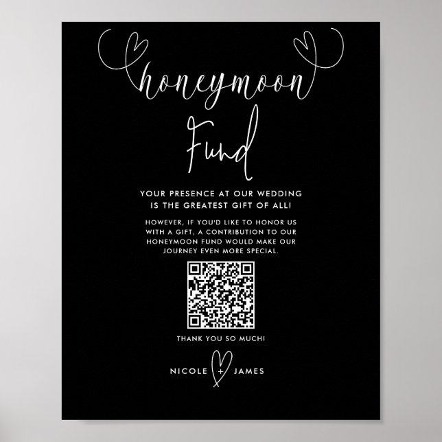 Affiche Cadeau de mariage lune de miel coeurs modernes noi (Devant)