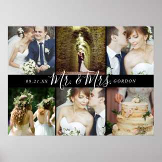 Affiche Cadeau de mariage M. et Mme 6 Collage de photos
