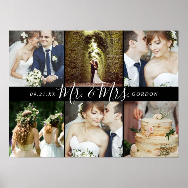 Affiche Cadeau de mariage M. et Mme 6 Collage de photos (Devant)