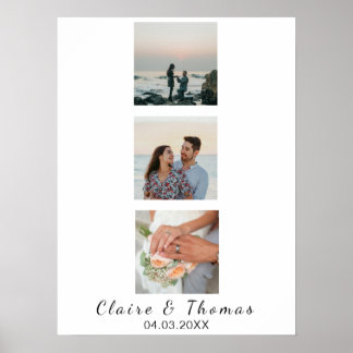 Affiche Cadeau de mariage personnalisé avec 3 photos