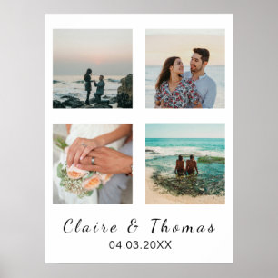 Affiche Cadeau de mariage personnalisé avec 4 photos