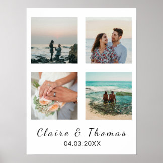 Affiche Cadeau de mariage personnalisé avec 4 photos